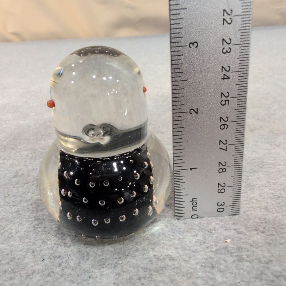 Kreiss Glass Figurine Bubble Bird Paperweight Red Eyes Black Body Handcrafted - Picture 2 of 5
